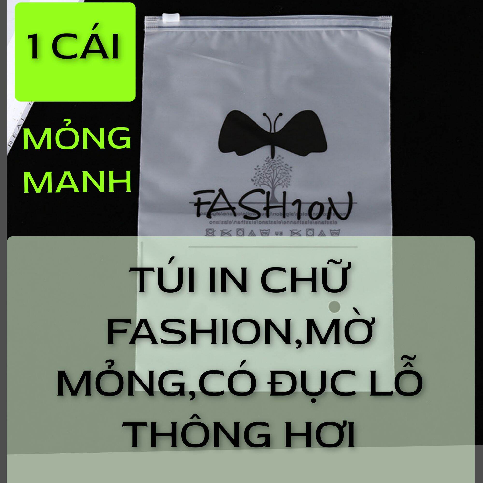 1 CÁI Túi Zip khoá kéo lụa mờ có hai mẫu (mỏng in chữ và dày không in)