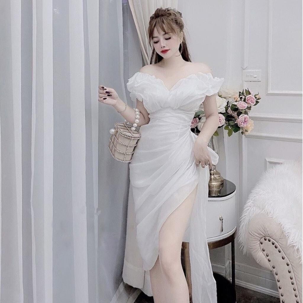 Váy body sẻ tà dài dự tiệc - váy thiết kế