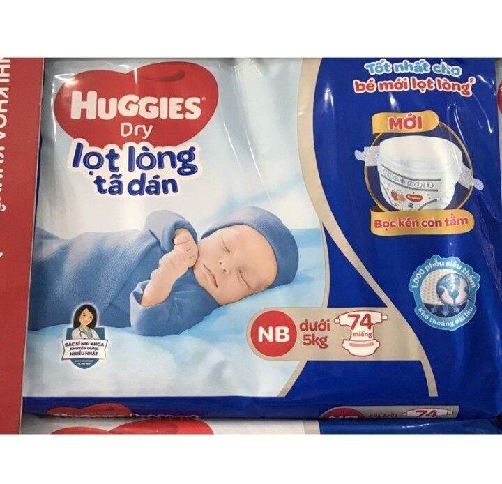 Tã dán Huggies sơ sinh NB74 miếng chính hãng