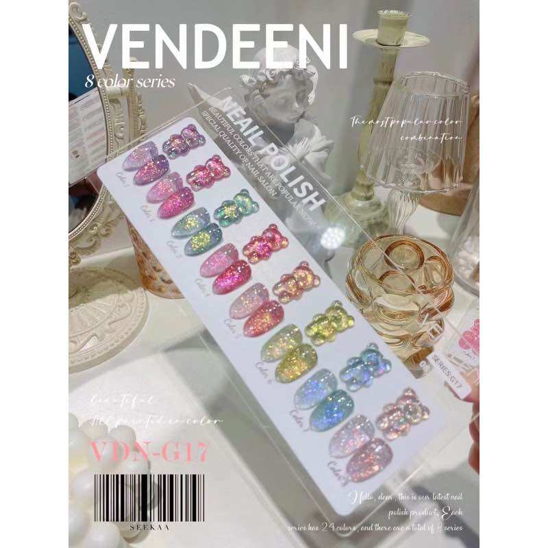 SET SƠN VENDEENI 8 CHAI NHŨ FLASH CỰC ĐẸP ( TẶNG KÈM BẢNG MÀU)