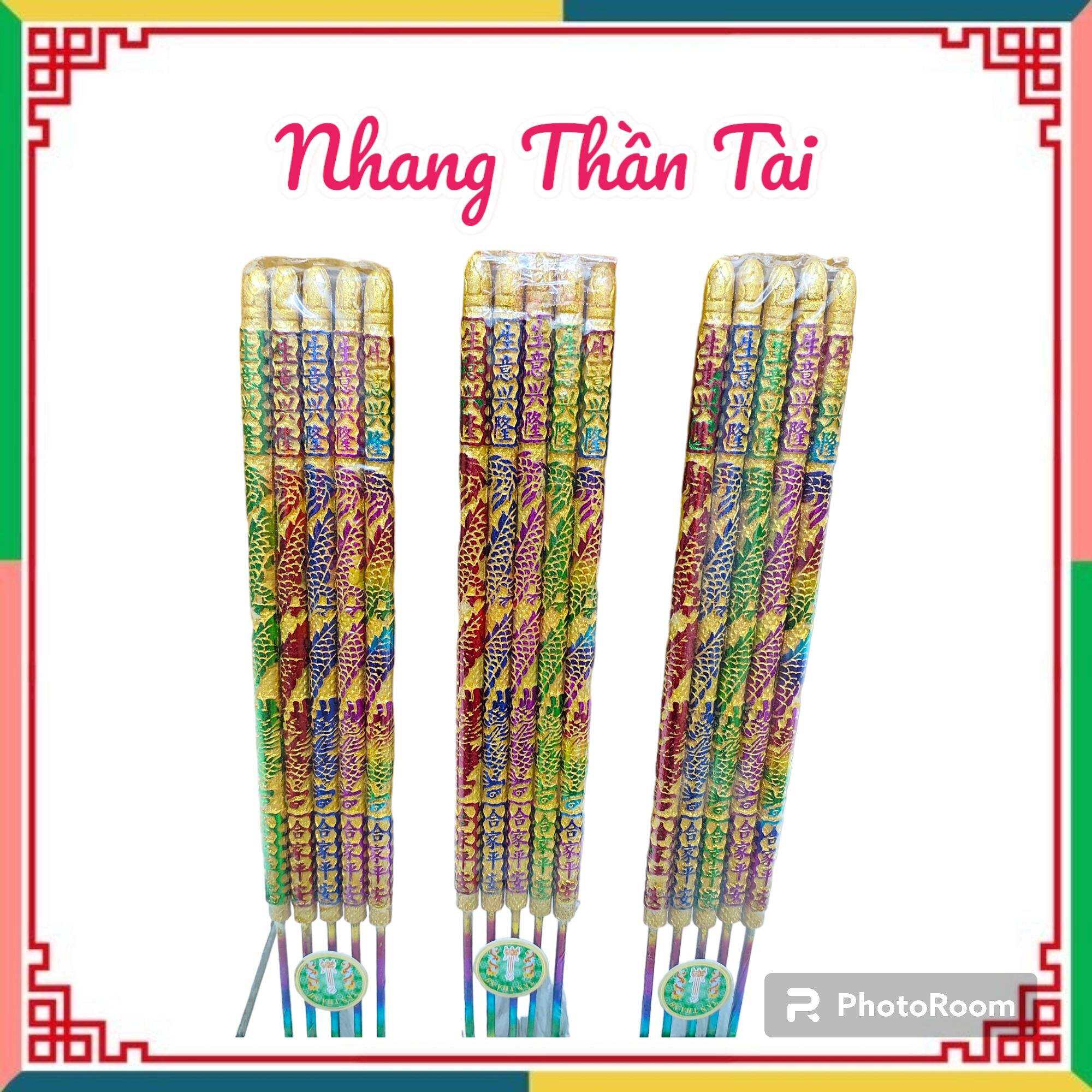 Nhang ngũ lộ thần tài 5 cây ngũ sắc dài 4 tấc( 39cm) - cúng thần tài phù hộ tài lộc may mắn . Nhang thần tài 5 màu
