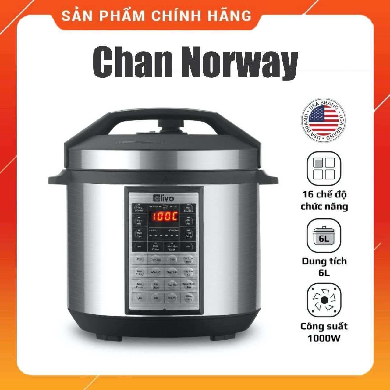 [CHÍNH HÃNG] Nồi Áp Suất Đa Năng OLIVO PC60 - Thương Hiệu Mỹ 🇺🇸