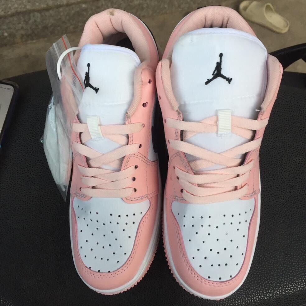 Giày jordan hồng cổ thấp , Giày sneaker nữ air jordan 1 low hồng trắng mới nhất 2022 full box bill