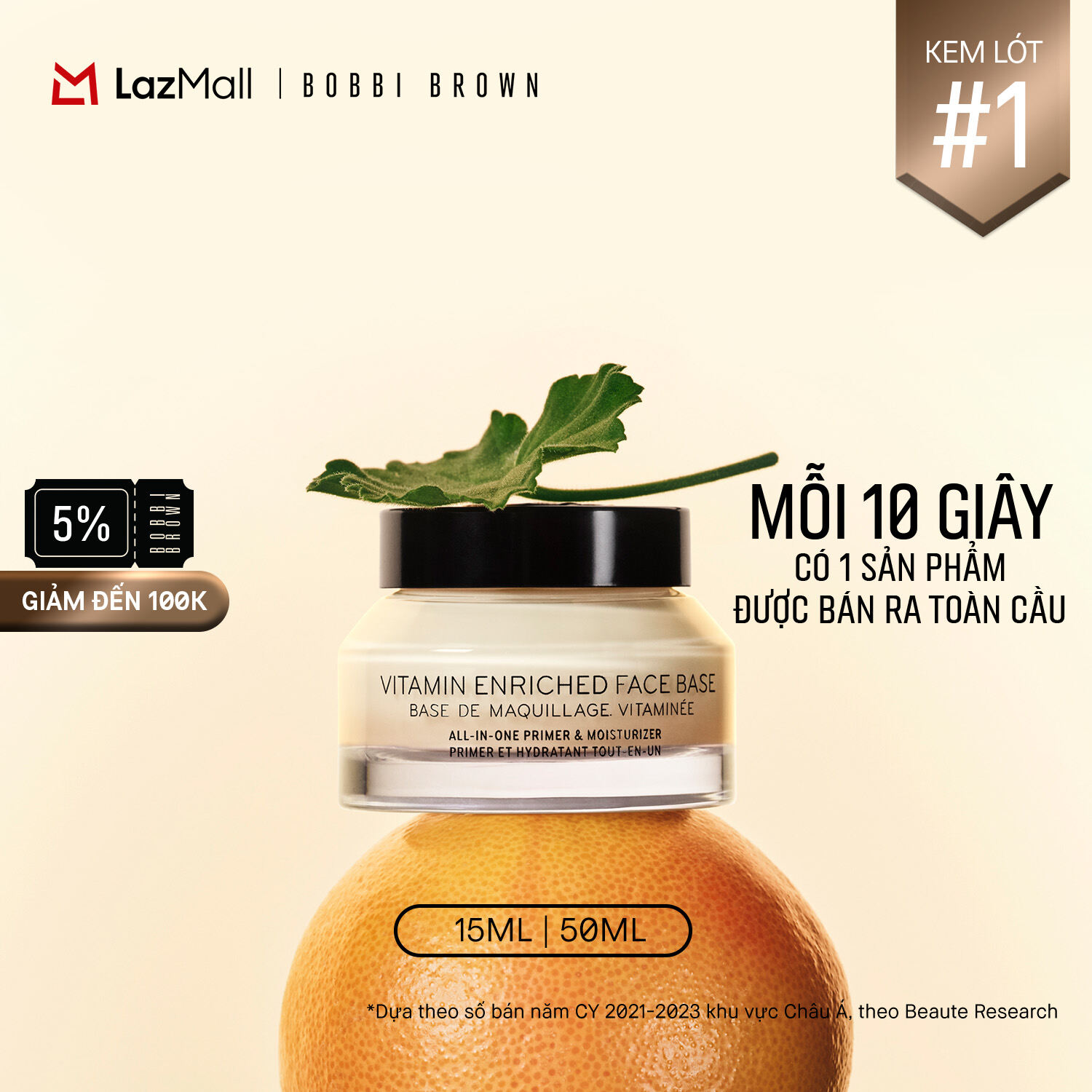   ĐỘC QUYỀN 20H 31.12 - 3.1  Bobbi Brown Vitamin Enriched Face Base - Kem lót làm mịn da và kem dưỡng ẩm 2-trong-1 