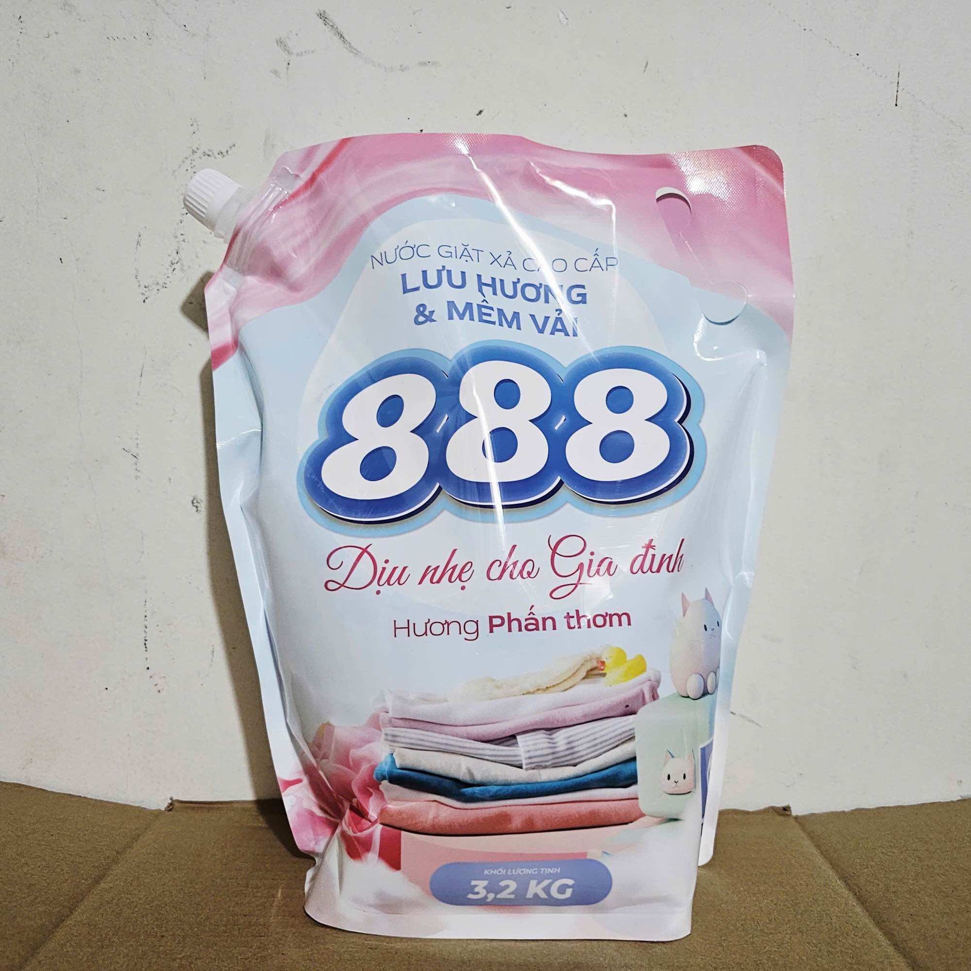 [Chính hãng] nước giặt xả thơm sạch 888 hương phấn thơm túi 3.2kg
