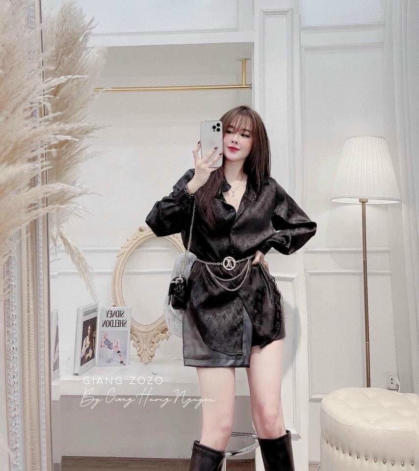 Áo sơ mi lụa gấm fom thụng cao cấp