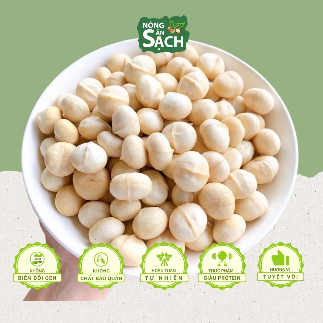 Nhân macca sấy lạnh ăn liền - hạt macca tách vỏ hữu cơ lâm đồng 500g nhân nguyên hạt