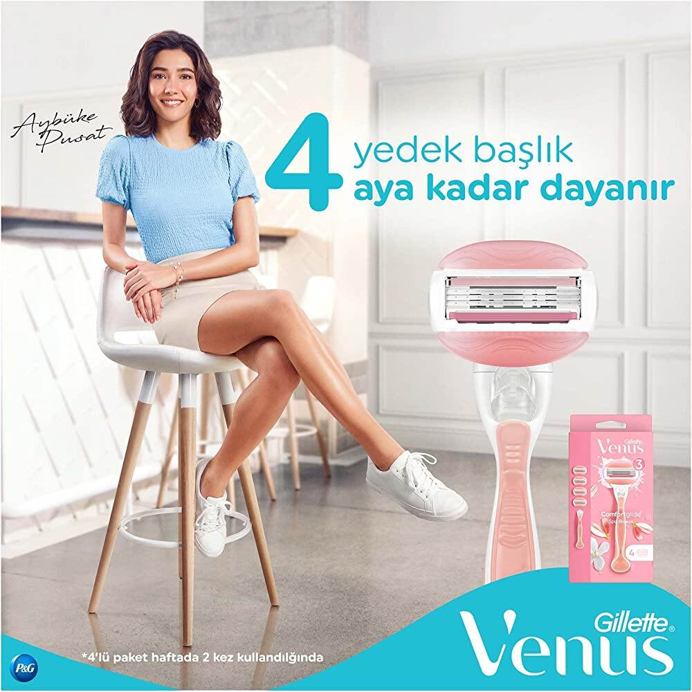 0Gillette Venus Comfortglide - Hộp 4 lưỡi/đầu dao cạo thay thế -Hàng Úc