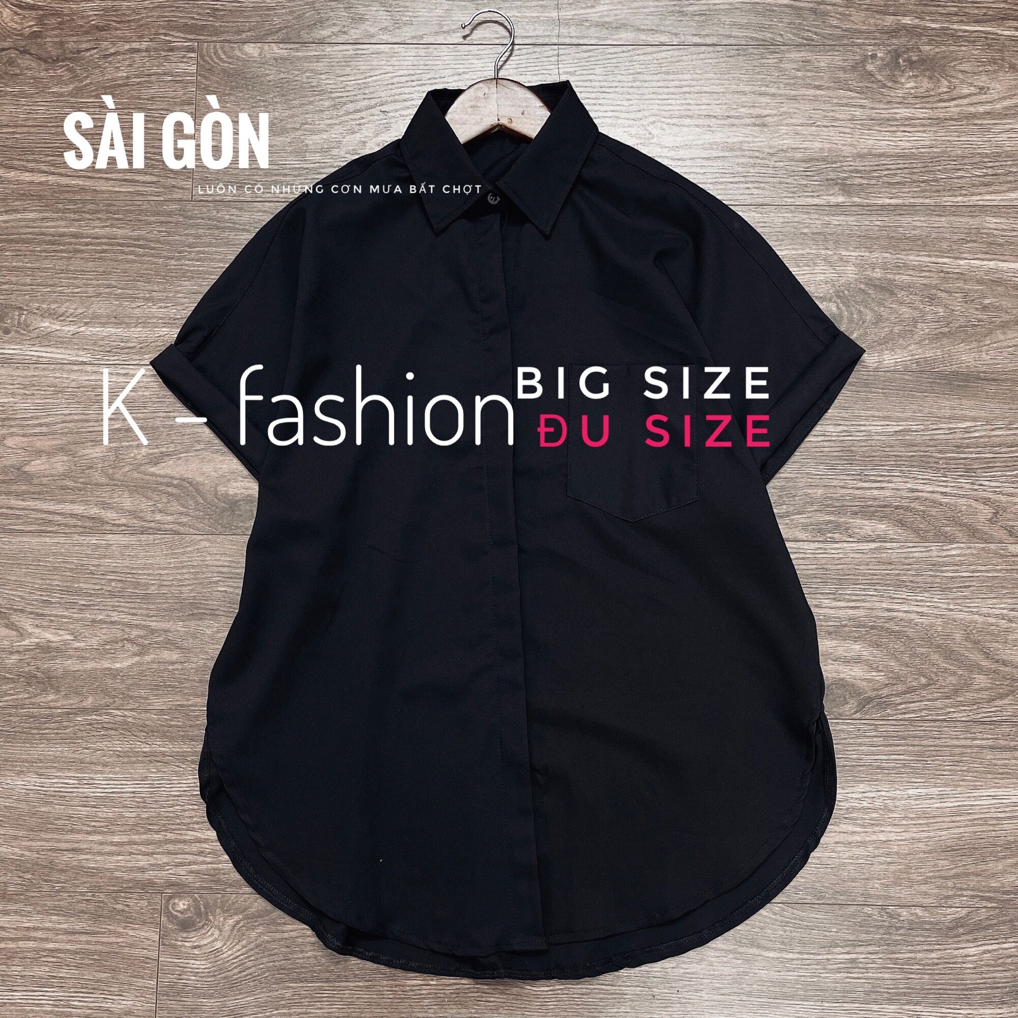BIG SIZE - ĐỦ SIZE - ÁO SƠ MI ĐEN - vải mát form rộng