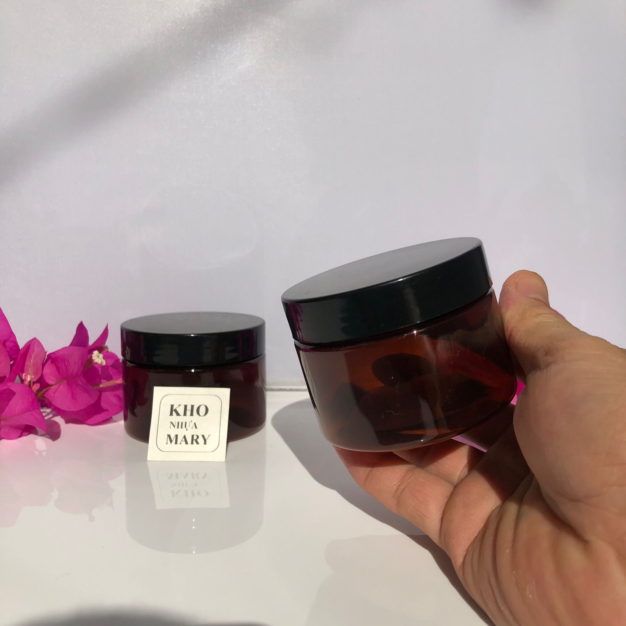 HỦ NÂU NHỰA - Hủ nhựa màu Nâu Nắp Đen có nắp Lót - Hủ Nâu 500g/ 300g / 250g/ 200g / 100g đựng chiết Mỹ phẩm / đựng kem / hủ đựng thực phẩm