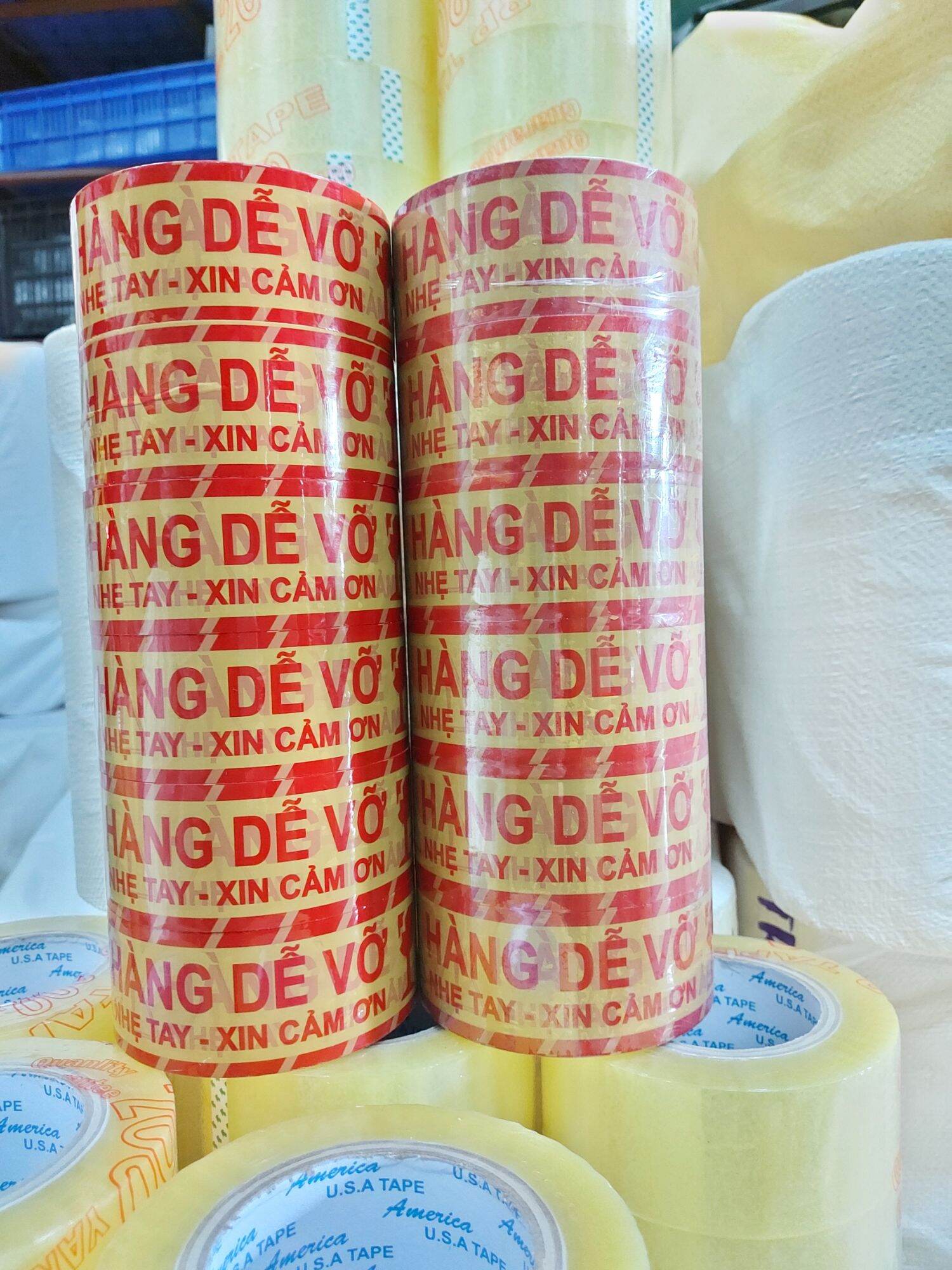 Hàng dễ vỡ 100y dày 1,2kg lõi giấy mỏng đỏ _vàng đục