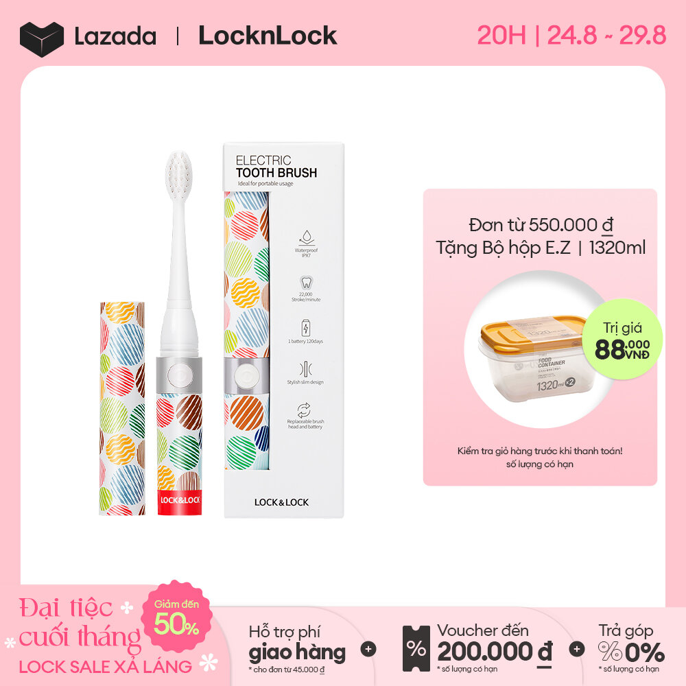 Bàn chải đánh răng điện nhãn hiệu Lock&Lock ENR236 - Thiết kế thời trang cao cấp - Lông chải mềm mại chăm sóc răng - Hàng chính hãng - Bảo hành 2 năm