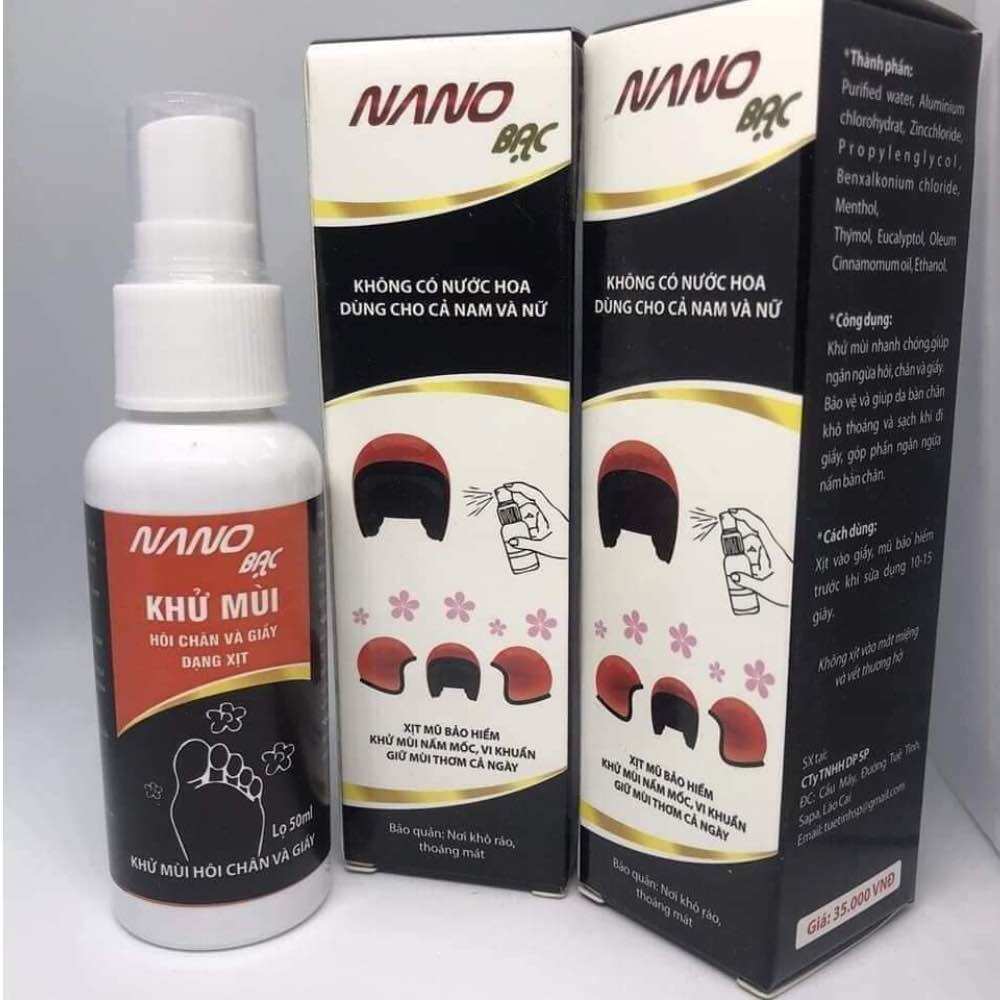 Xịt khử mùi hôi chân và làm sạch mùi giày Nano Bạc loại bỏ vi khuẩn, ngăn mồ hôi