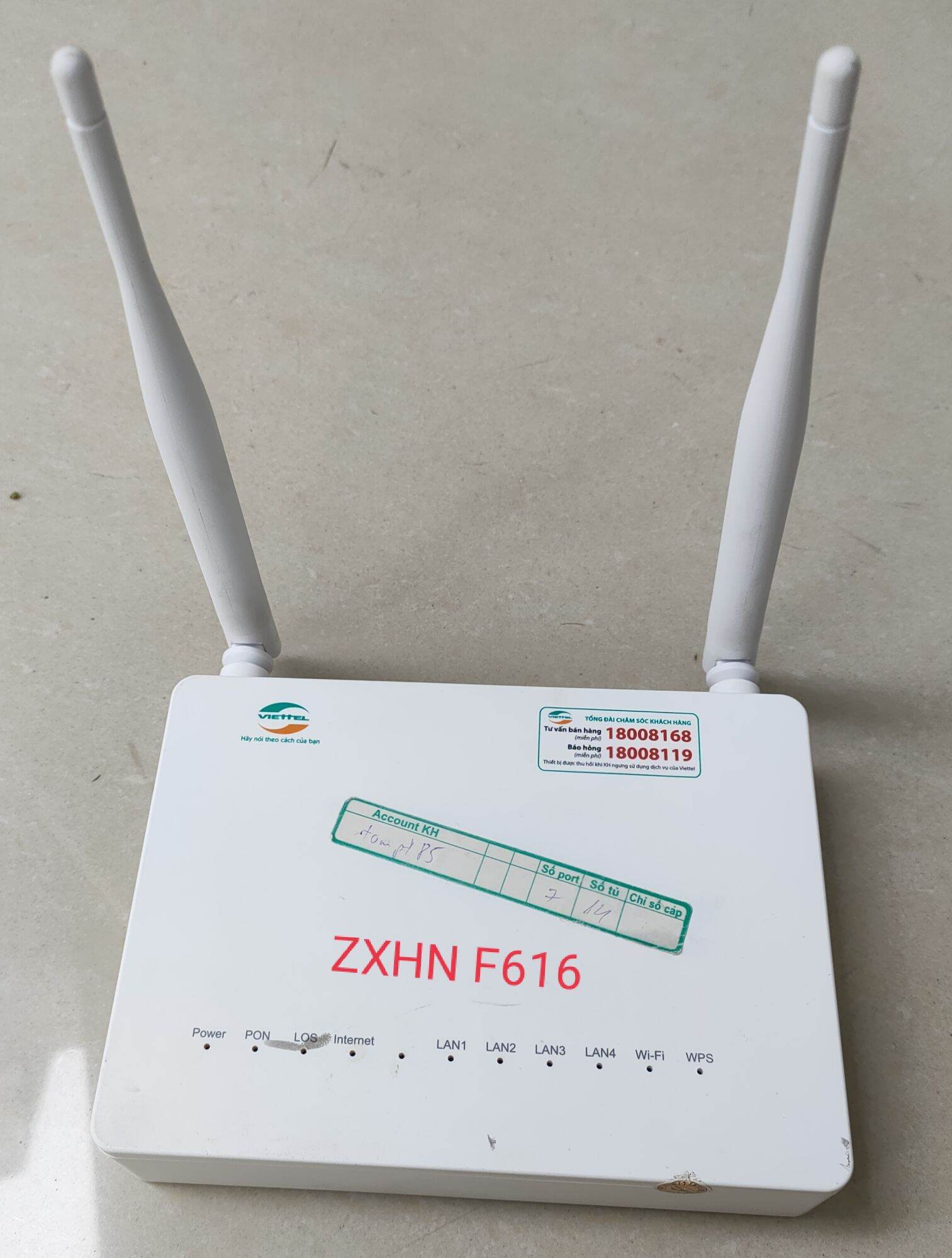 Bộ phát wifi GPON Viettel ZXHN F616 Dùng làm Bridge mode, switch, converter, dùng mở rộng vùng phủ wifi cho nhà trọ, nhà nhiều phòng, quán sân vườn,