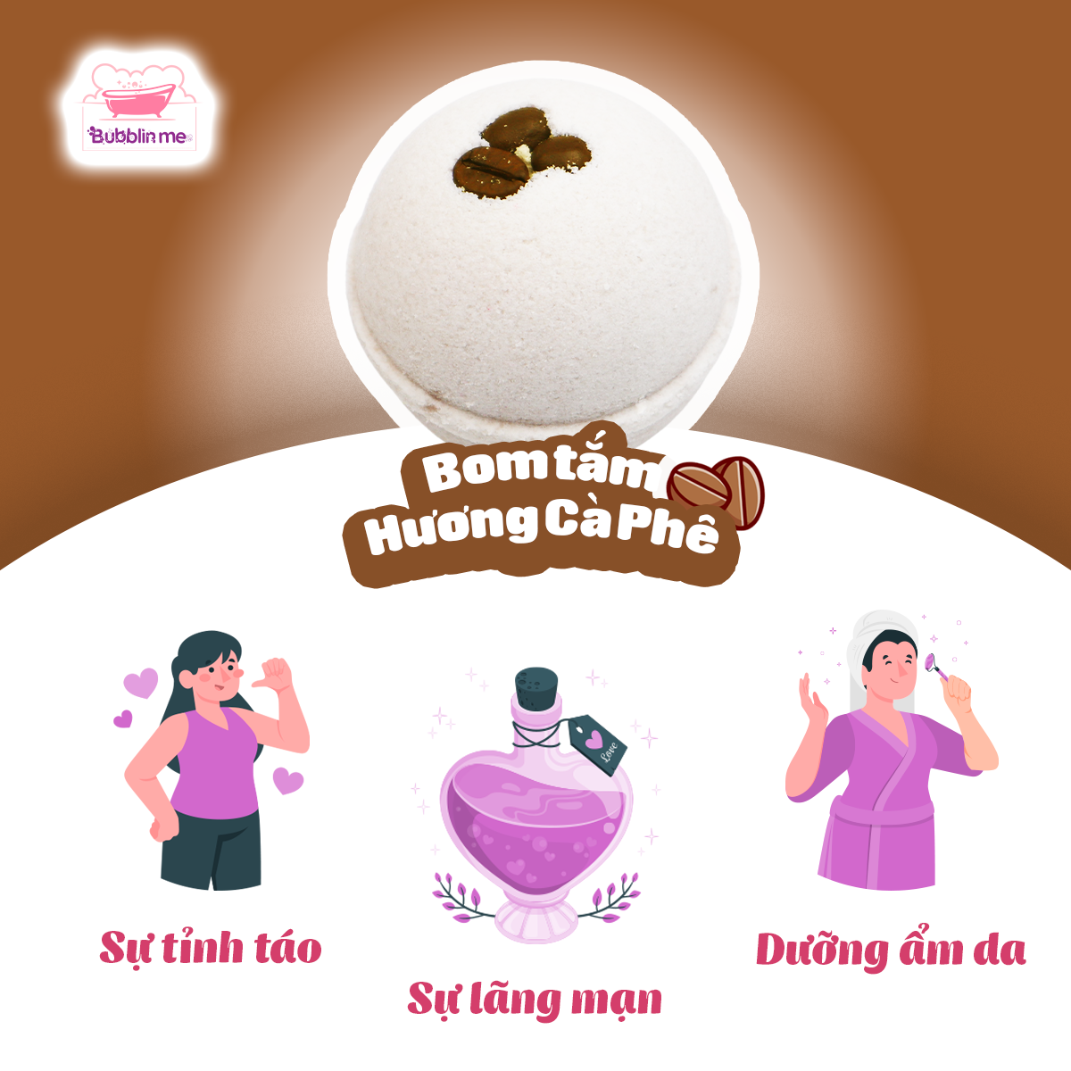 Bom tắm Coffee bath bomb Bubblin me