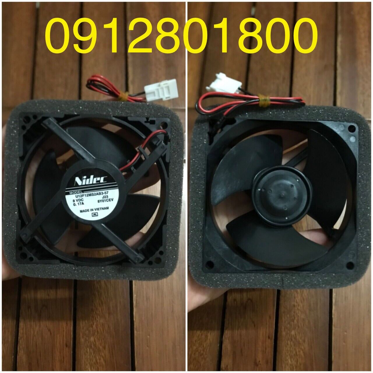 Quạt tủ lạnh Panasonic DC 8V 9*9cm 2 dây