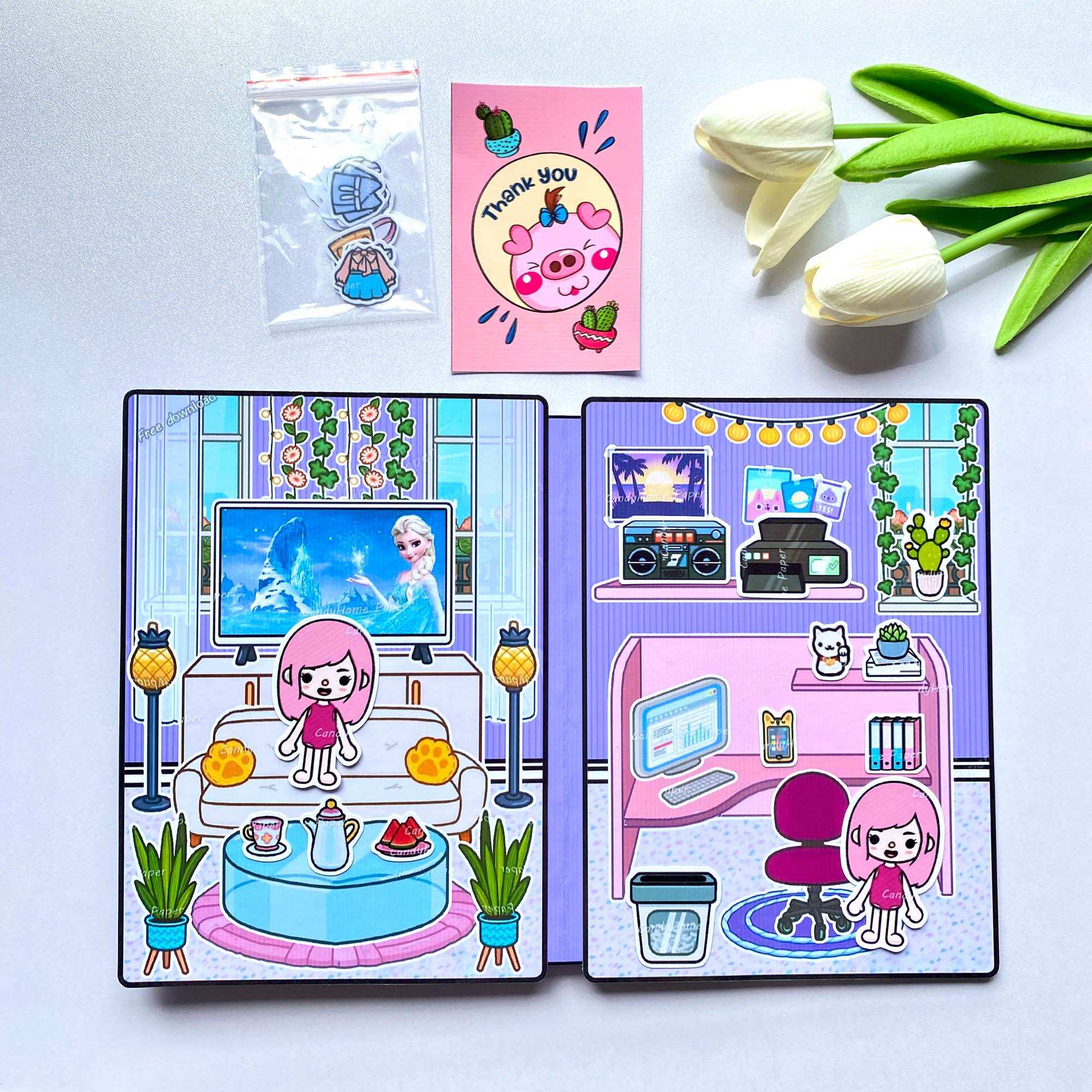 Ngôi nhà màu sắc lấp lánh của TocaBoca- Búp bê giấy