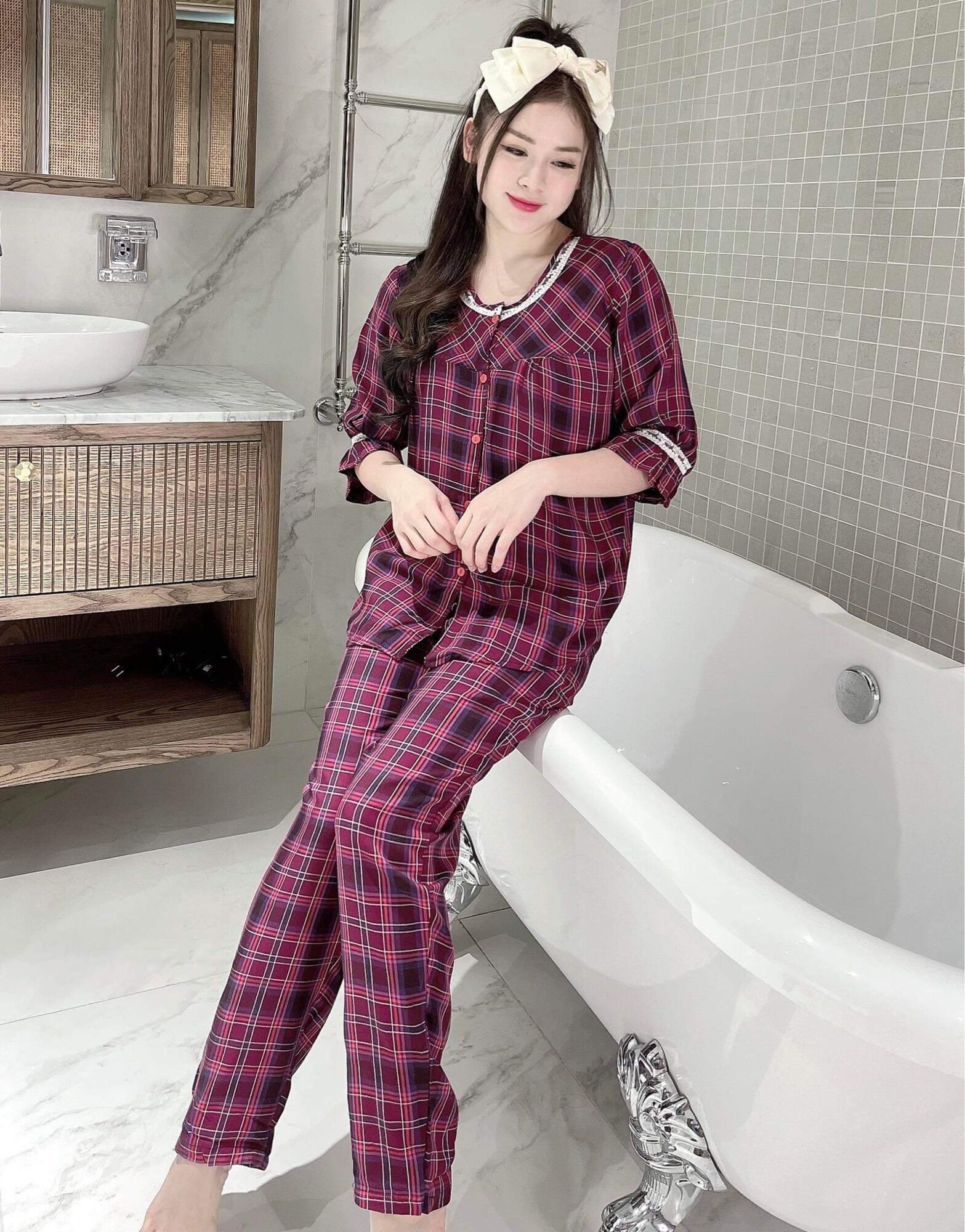 Đồ bộ mặc nhà cao cấp, xinh chất thô thoáng mát