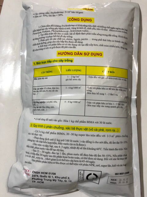CHẾ PHẨM SINH HỌC tricoderma ngừa nấm, ủ phân - gói 1kg.
