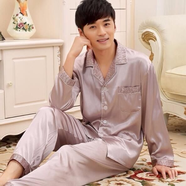 NG1908 Bộ pyjama nam dài tay chất lụa mềm mại cao cấp hàng nhập
