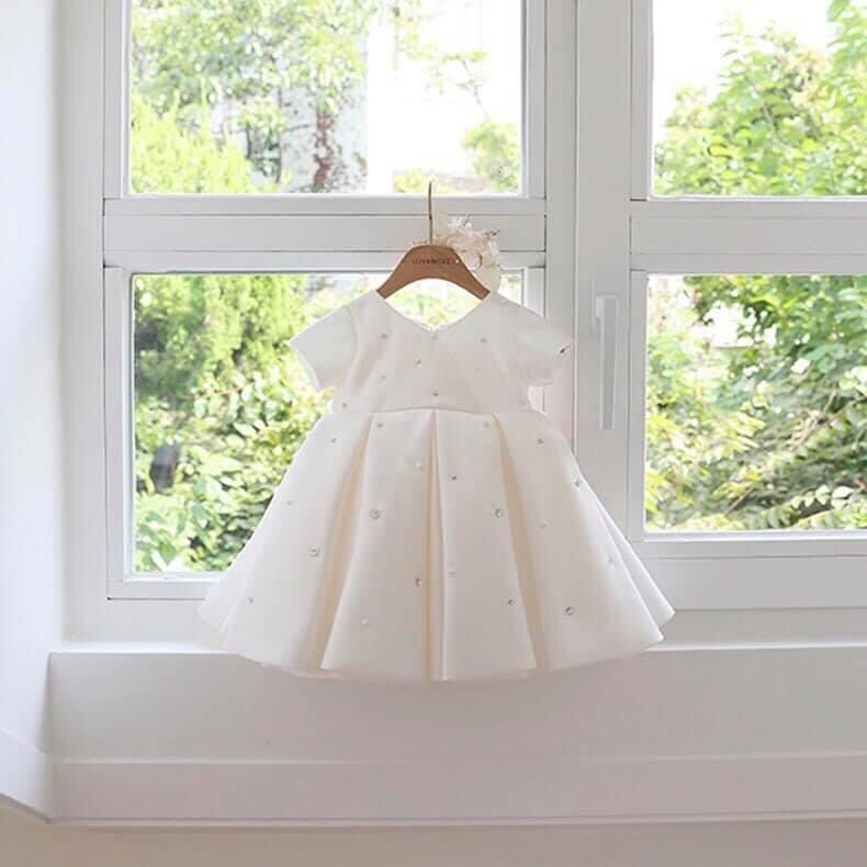 [HCM]ĐẦM XOÈ CỔ ĐẮP CHÉO ĐÍNH ĐÁ CHO BÉ