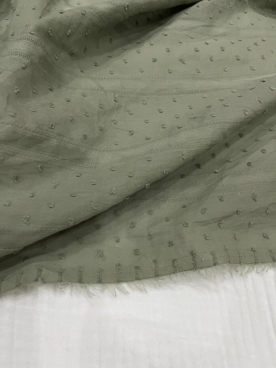 Vải xô cotton dệt hạt - Xanh vỏ đậu - Vàng - Trắng Kem