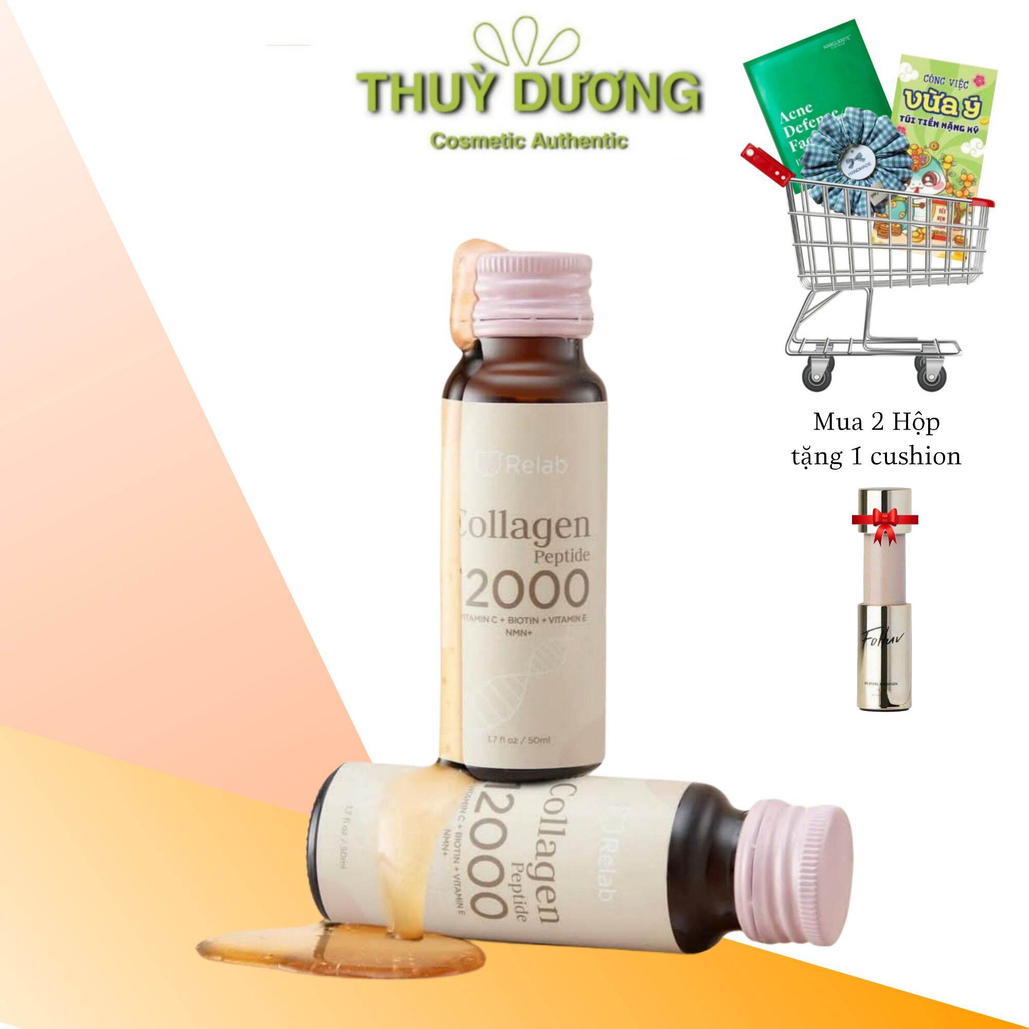 Collagen Relab 12000 hàm lượng cao giúp trẻ hóa làn da ( mua 3 hộp tặng 1 cushion ) date 08/2026