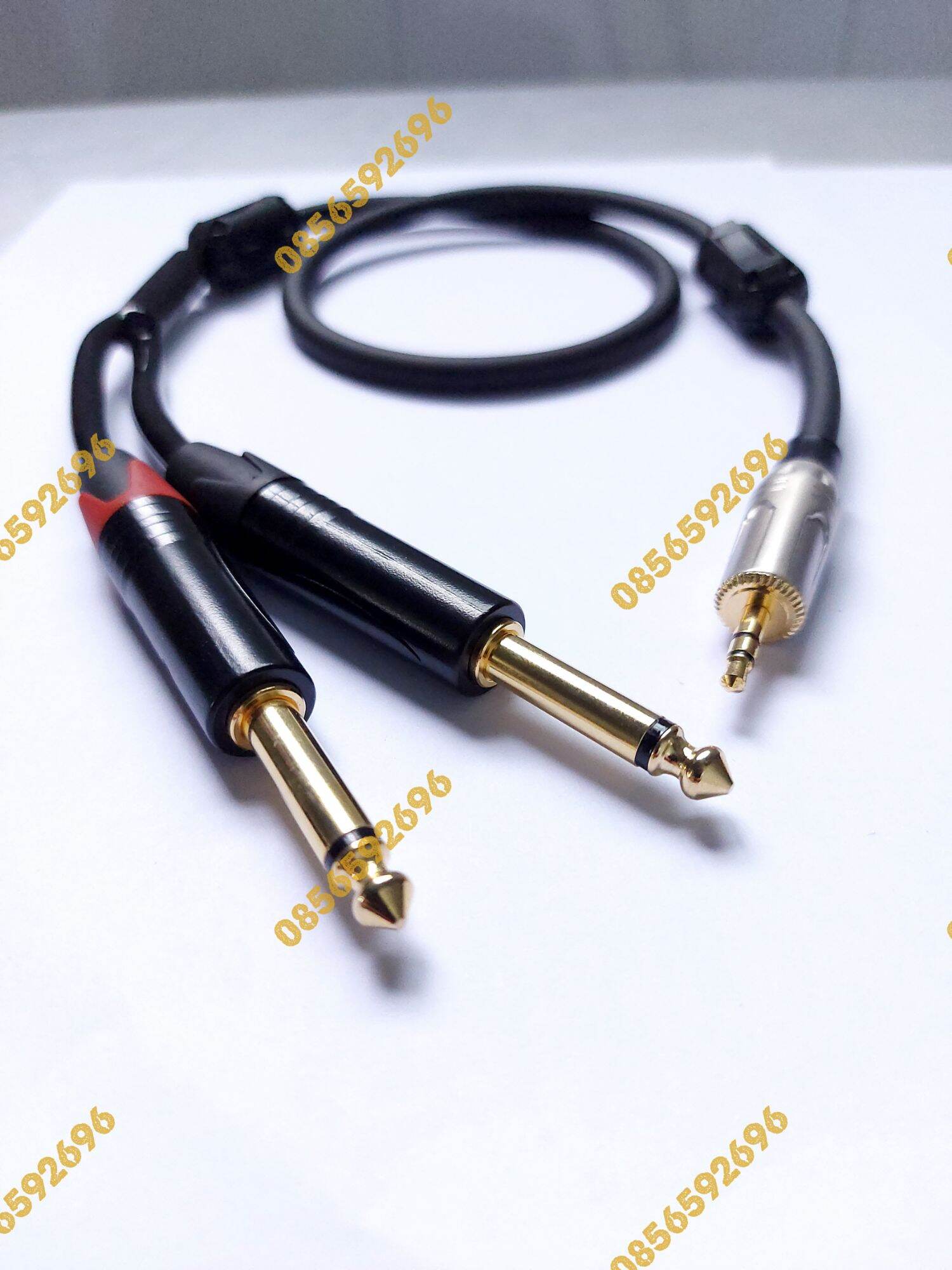 Dây tín hiệu jack 3.5mm-2 jack 6mm thẳng, dài 1m