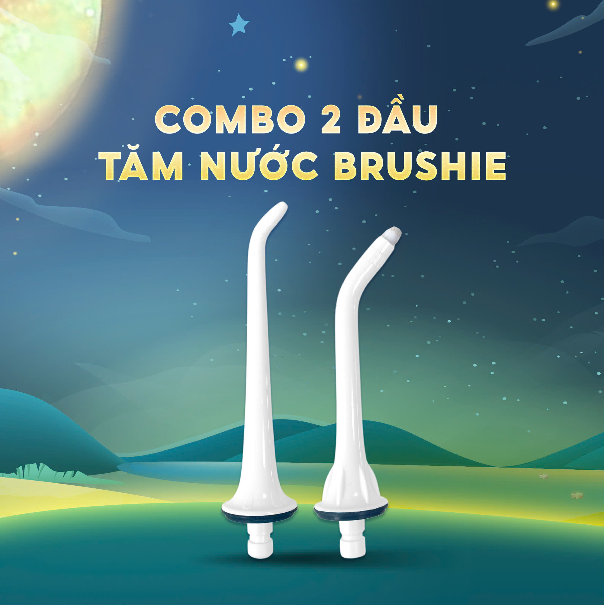 Combo 2 đầu tăm nước Brushie mini chính hãng -Phụ kiện thay thế chỉ sử dụng cho tăm nước Brushie