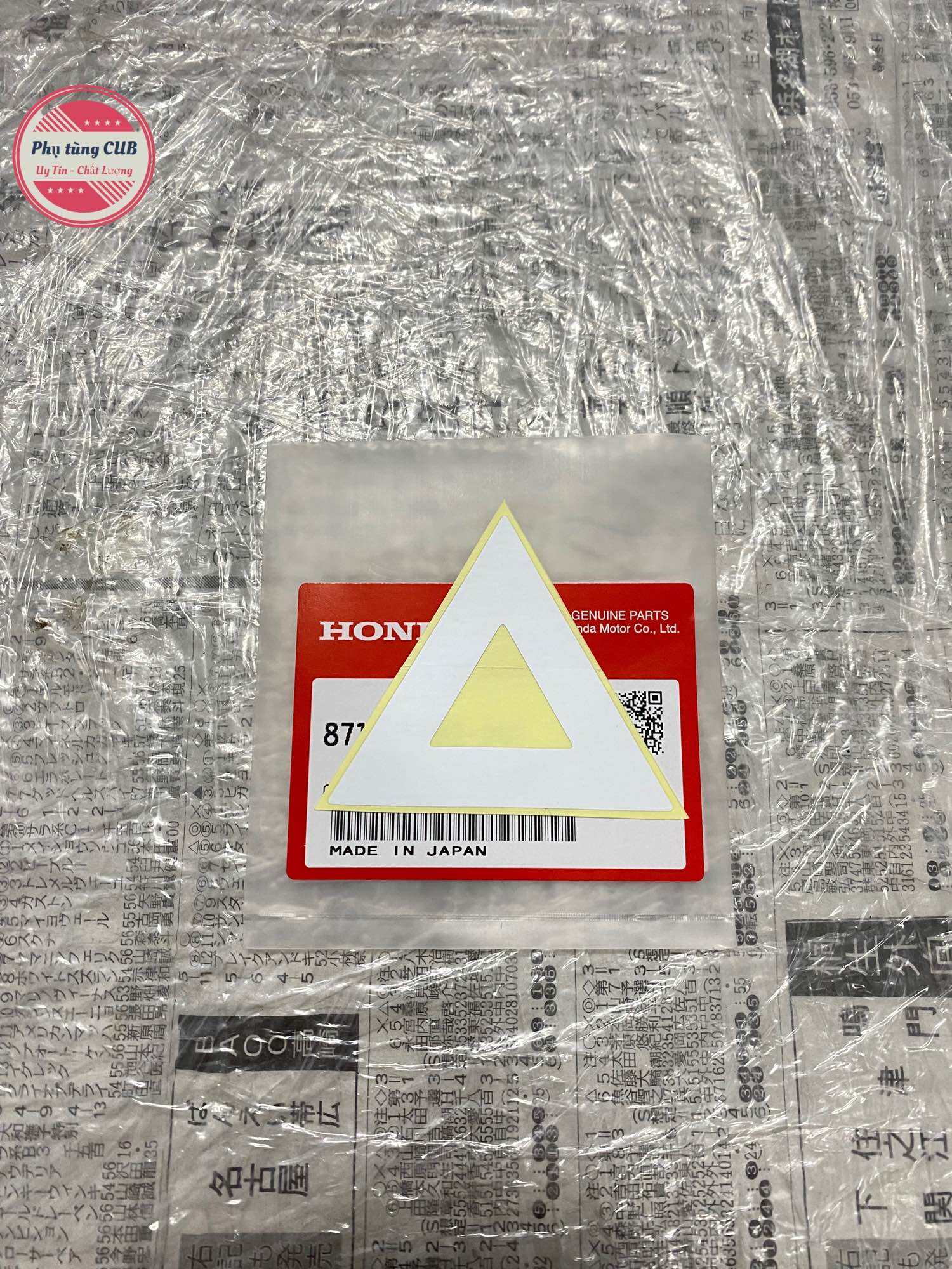 Tem tam giác dán dè sau xe cub, dream hàng zin chính hãng