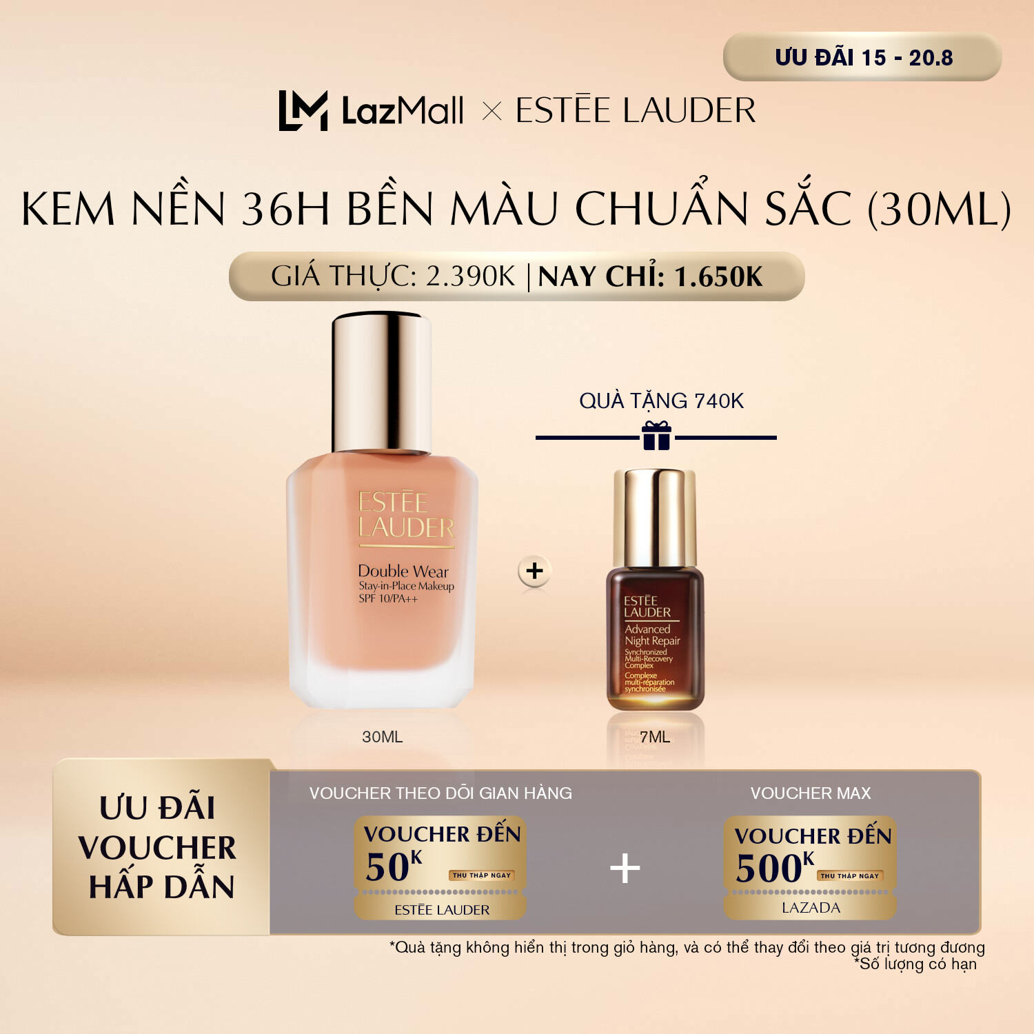 [MỚI] Kem nền lâu trôi 36 giờ, lì mịn Estée Lauder Double Wear Stay-in-Place SPF 10/PA++I Foundation 30ml