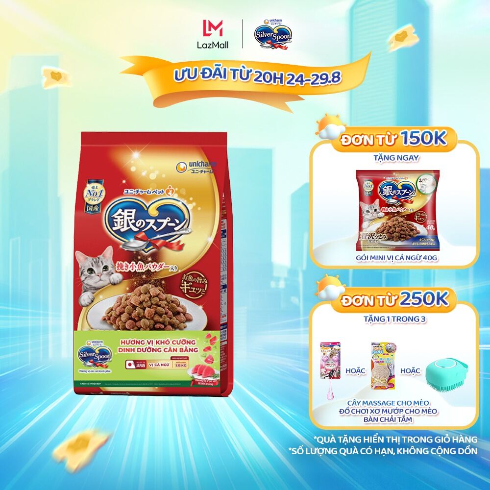 Thức ăn hạt cho mèo Silver Spoon - Vị Cá ngừ 1kg