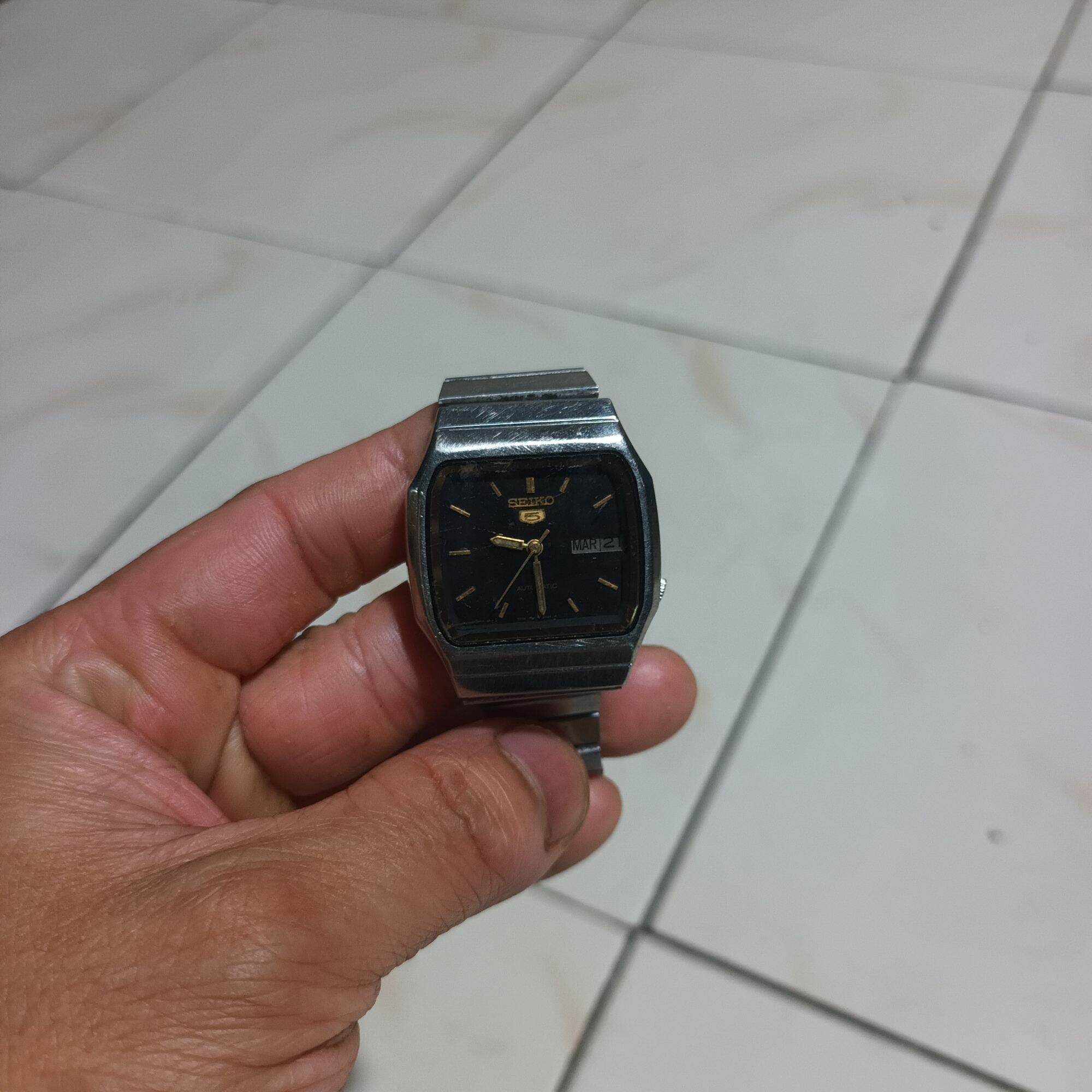 Đồng hồ seiko 5 Cổ tivi thủy vàng màu đen xanh thủy nguyên zin