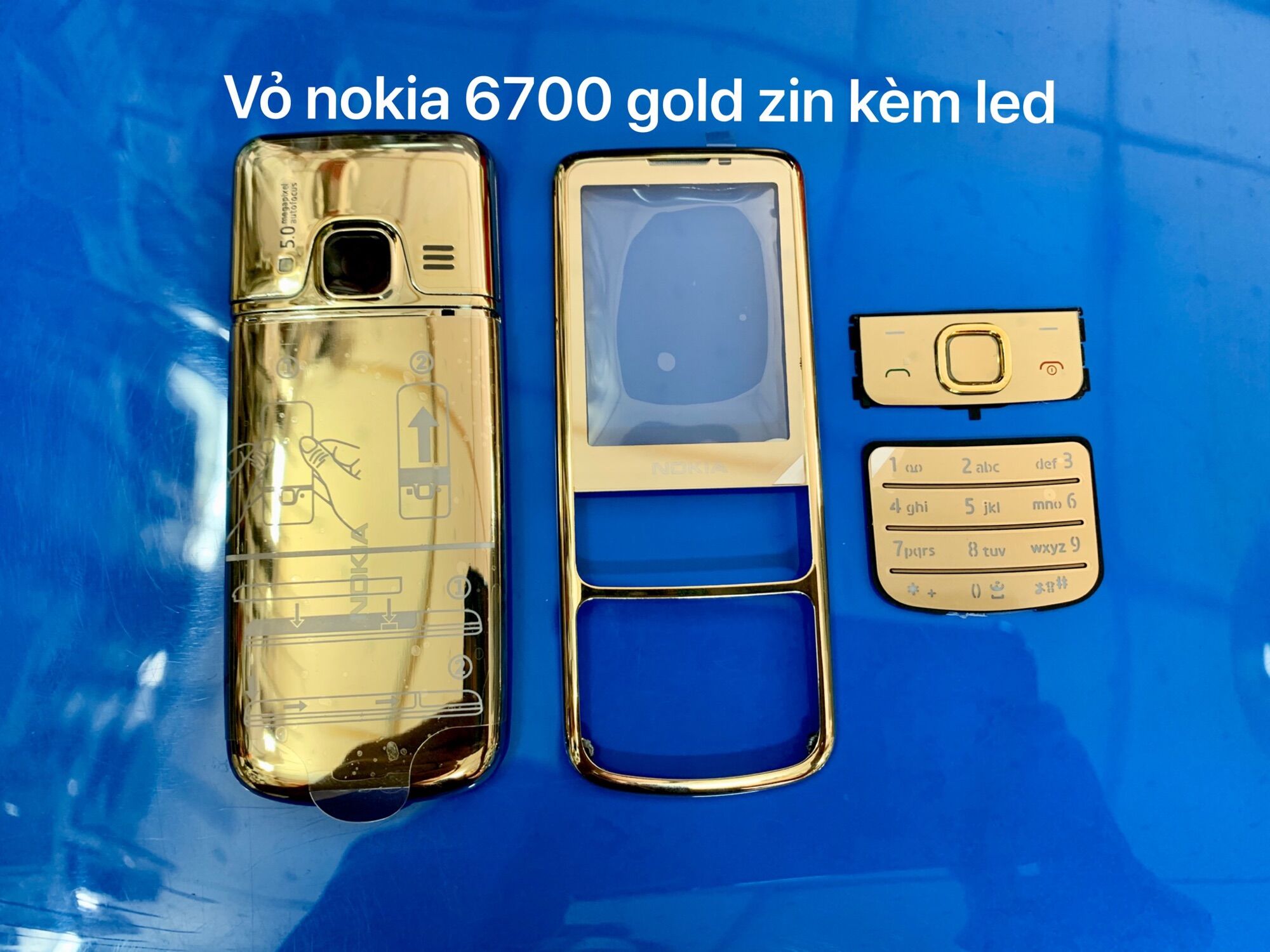 Vỏ nokia 6700c kèm đền led gold zin loại 1-mới 100%