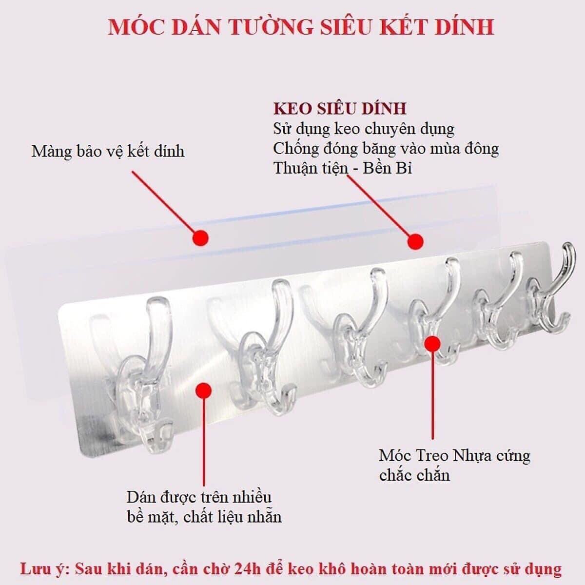 [HCM]Thanh 6 móc dán tường siêu chắc