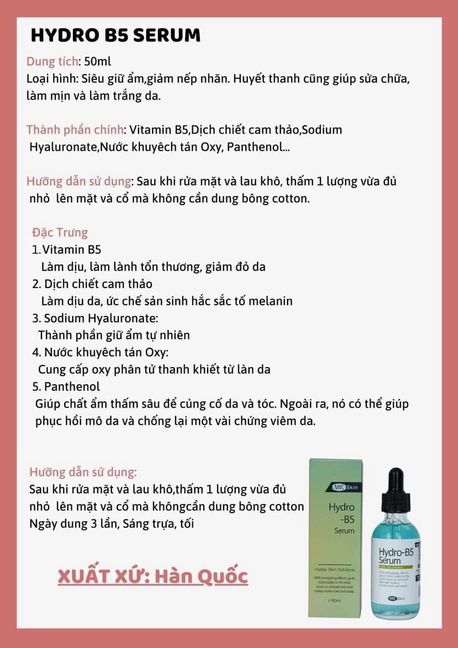 Serum Hydro-B5 phục hồi da ,căng bóng da phân phối Spa