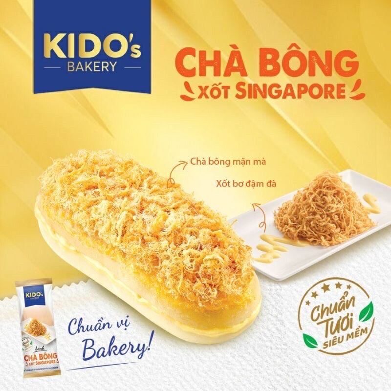 COMBO 5 GÓI BÁNH MÌ TƯƠI CHÀ BÔNG XỐT SINGAPORE KIDO (55gr/gói)