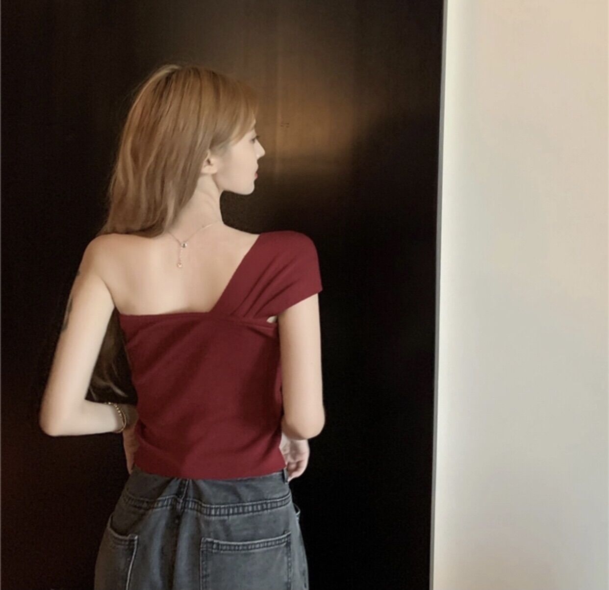 Áo nơ lệch vai