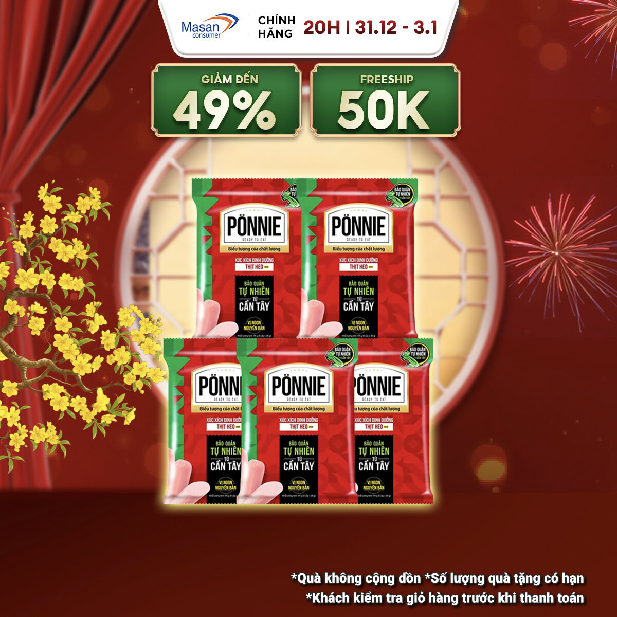   15.12-29.12 Voucher 18% CHO ĐƠN TỪ 199K  Chọn loại  Xúc xích tiệt trùng Ponnie Heo 35g 