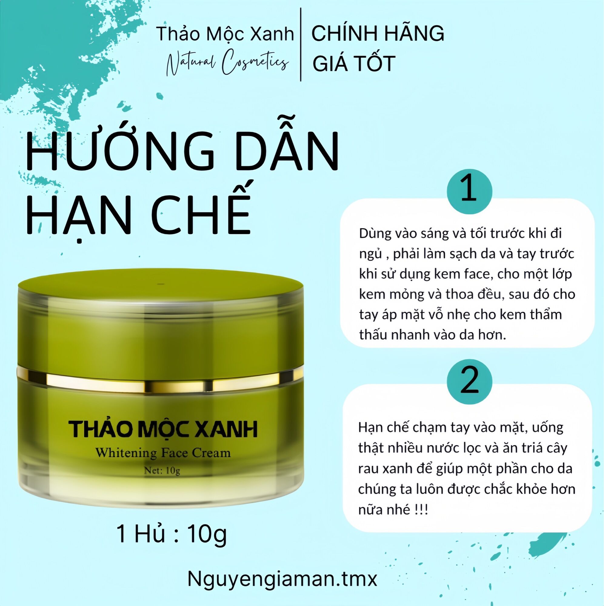 [ 2 lọ] Kem Face Thảo Mộc Xanh 10g
