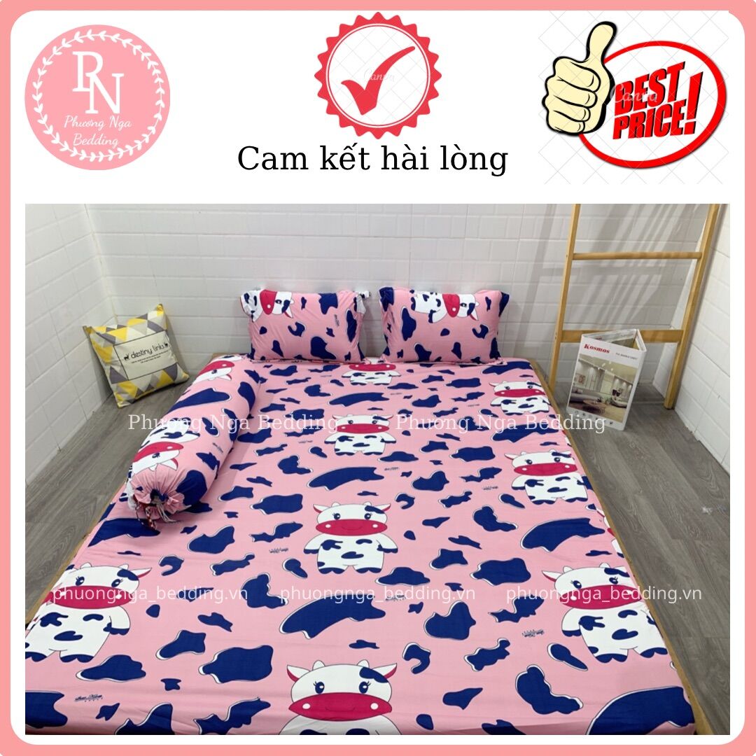 [HCM]Bộ ga 4 món thun lạnh Hàn Quốc mẫu Bò Sữa