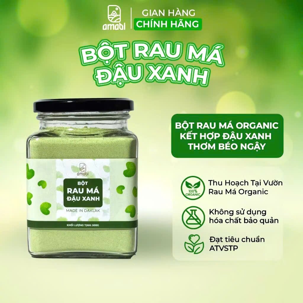 Bột rau má đậu xanh Organic Amabi, Nông sản sạch từ thiên nhiên