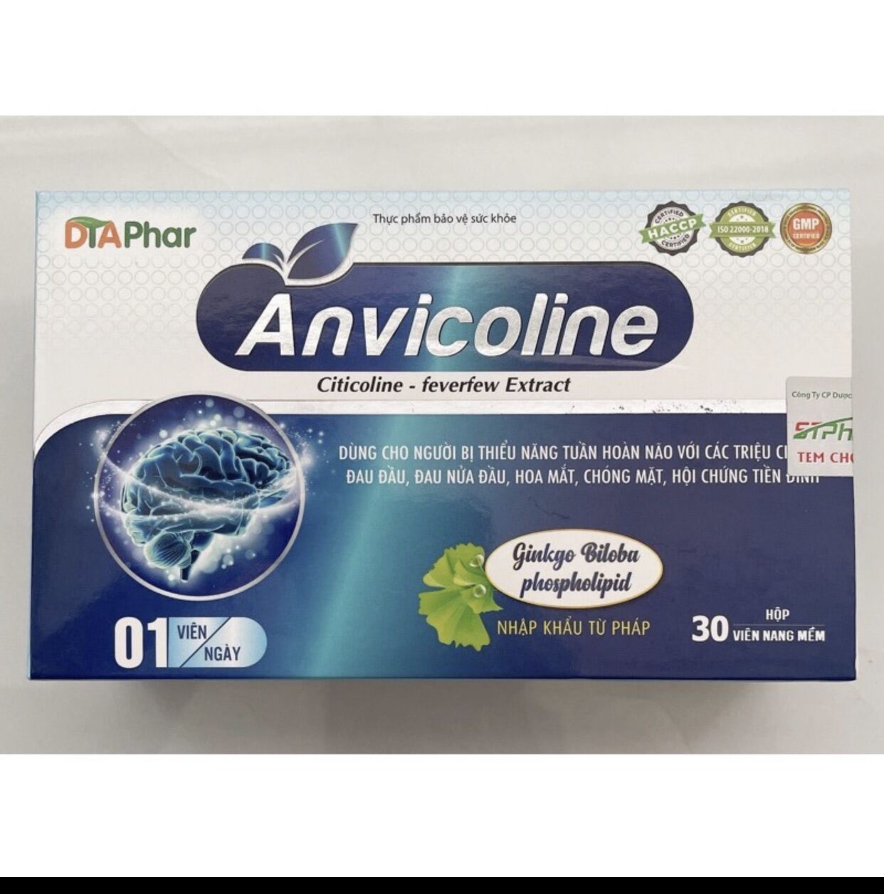 Viên Bổ Não Anvicoline - Hộp 30 viên  nguyên liệu nhập khẩu từ Pháp