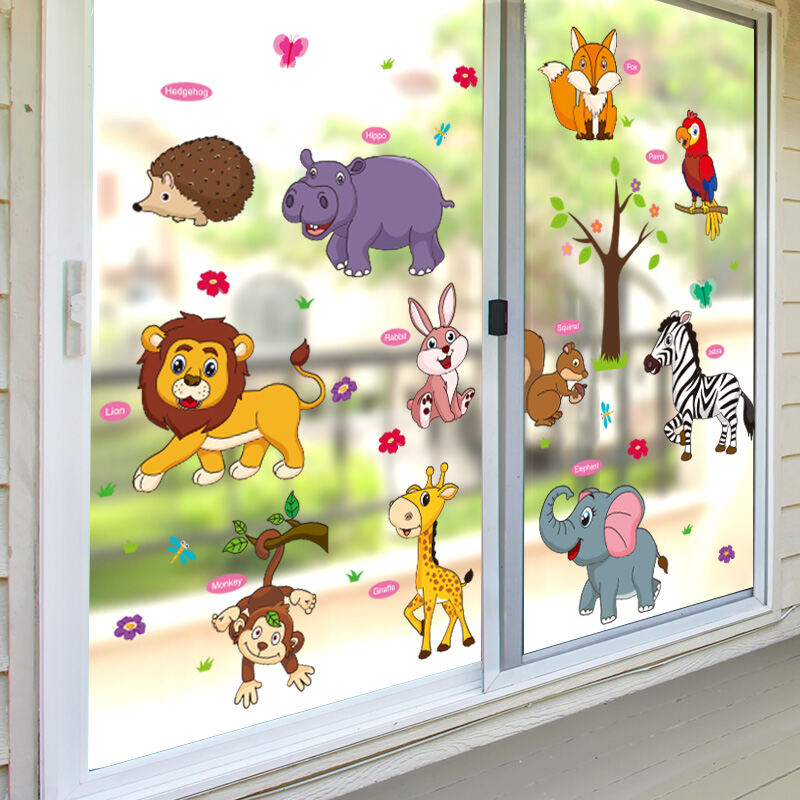 Decal Dán Kính Trang Trí Họa Tiết Nhỏ Decal Dán Cửa Trường Mẫu Giáo Sáng Tạo Cá Tính Miếng Dán Cửa S