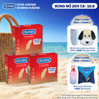 Bộ 3 hộp bao cao su Durex Fetherlite siêu mỏng, size 52.5mm, 3 bao/hộp