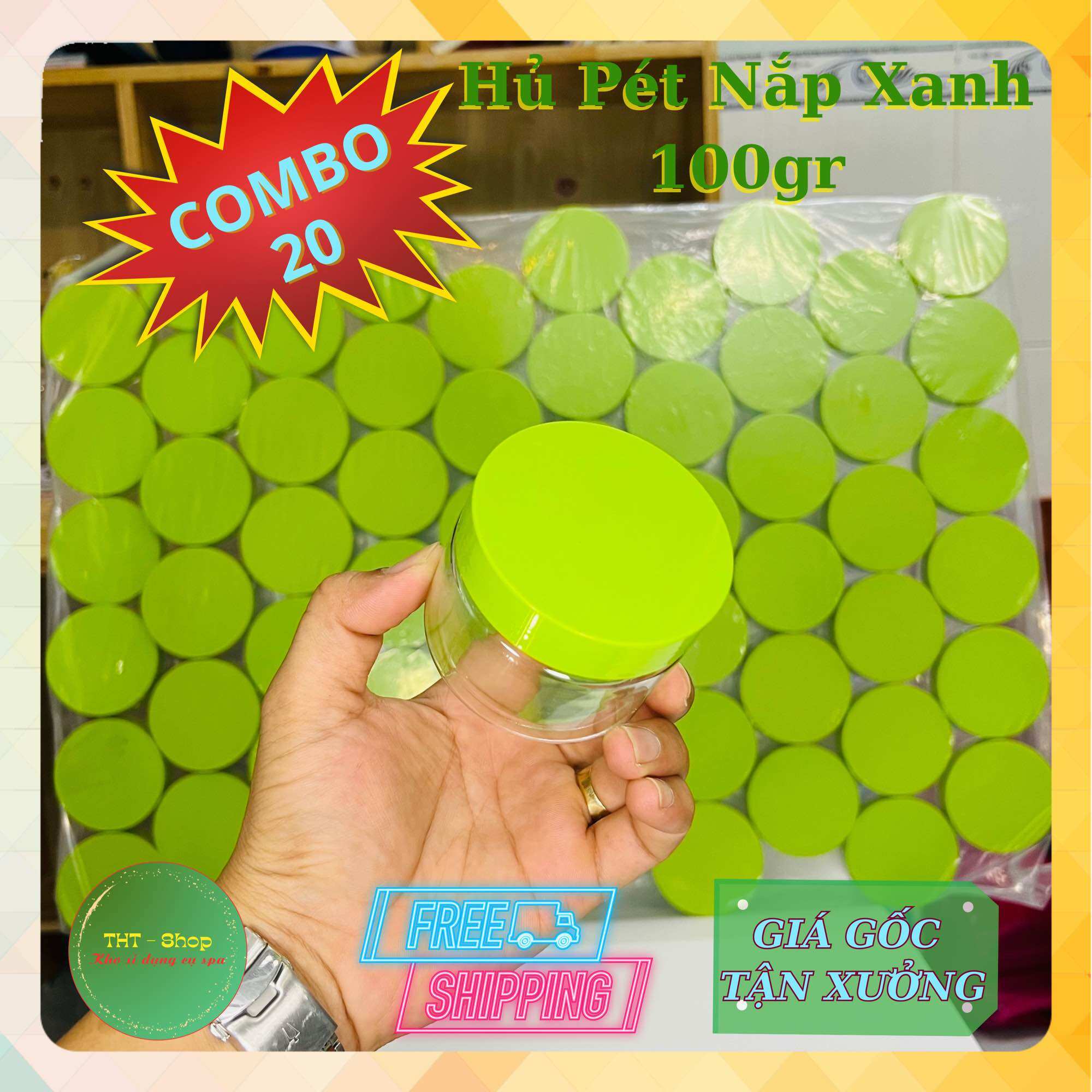 Combo 20 hủ pét nắp xanh 100gr, có nắp lót chống tràn