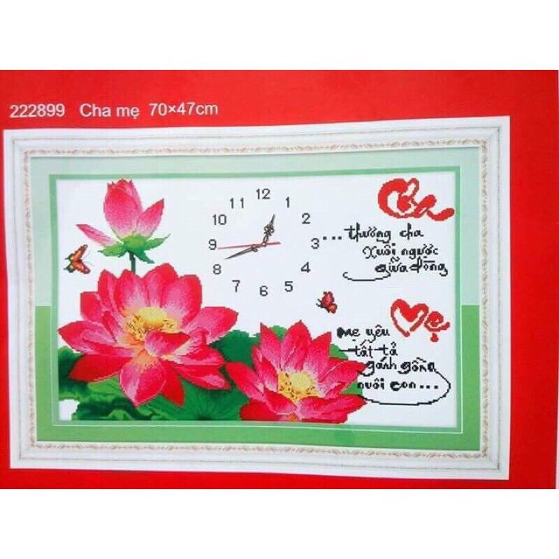 Tranh thêu chữ thập đh cha mẹ 222899 chưa thêu