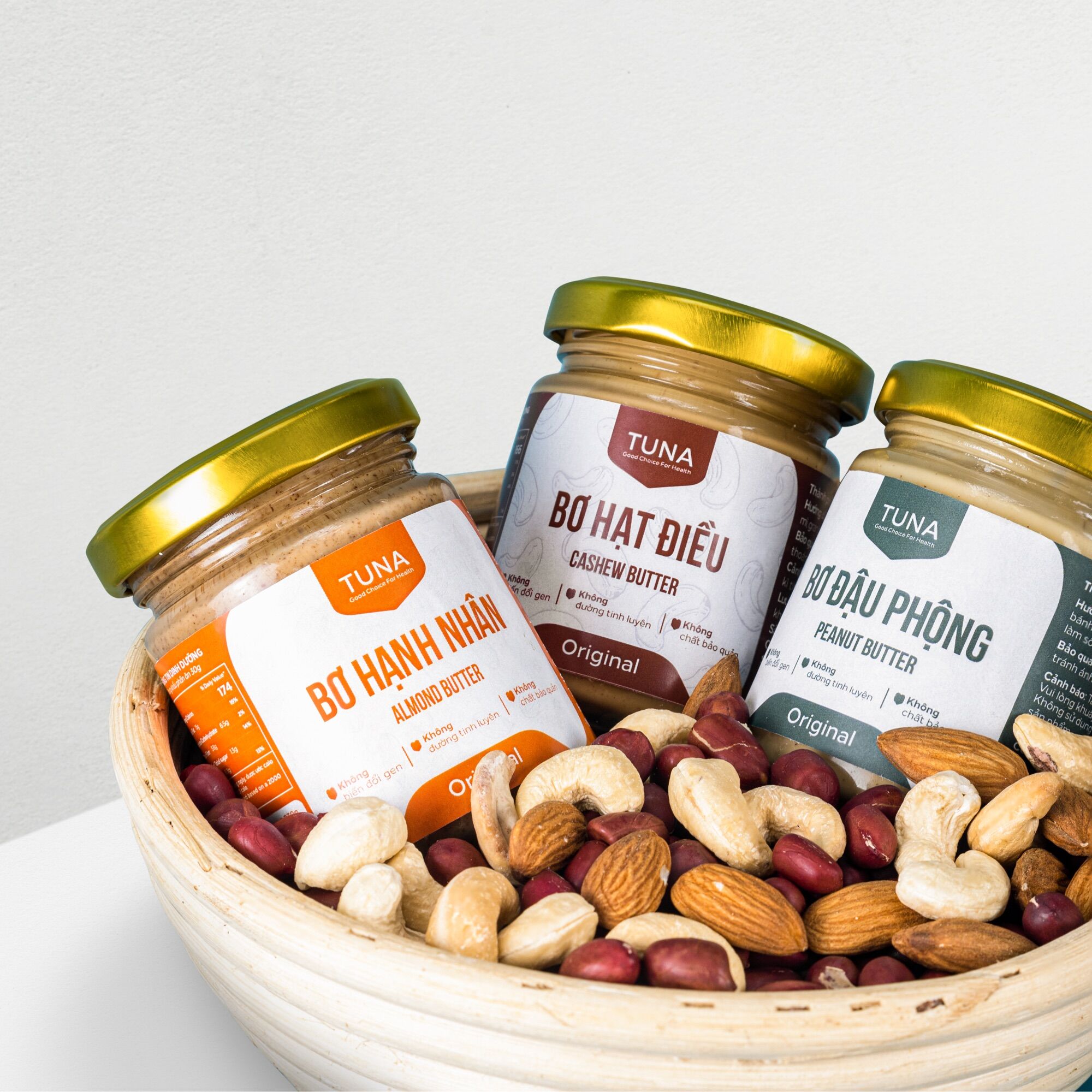 Combo 3 hũ bơ  : đậu phộng, hạnh nhân, hạt điều