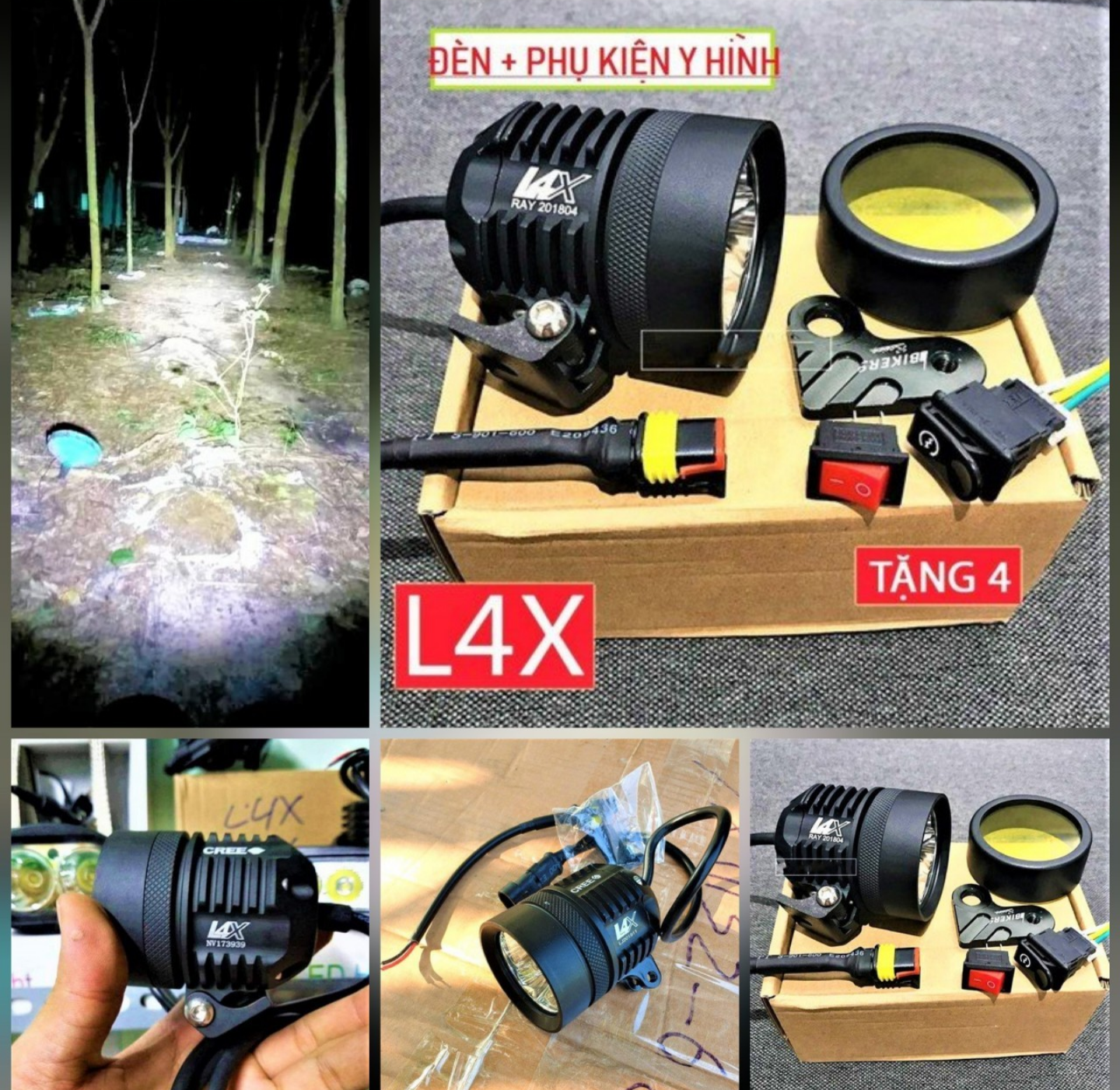 1 đèn trợ sáng l4x siêu sáng lắp xe máy xe hơi ôtô hàng chuẩn