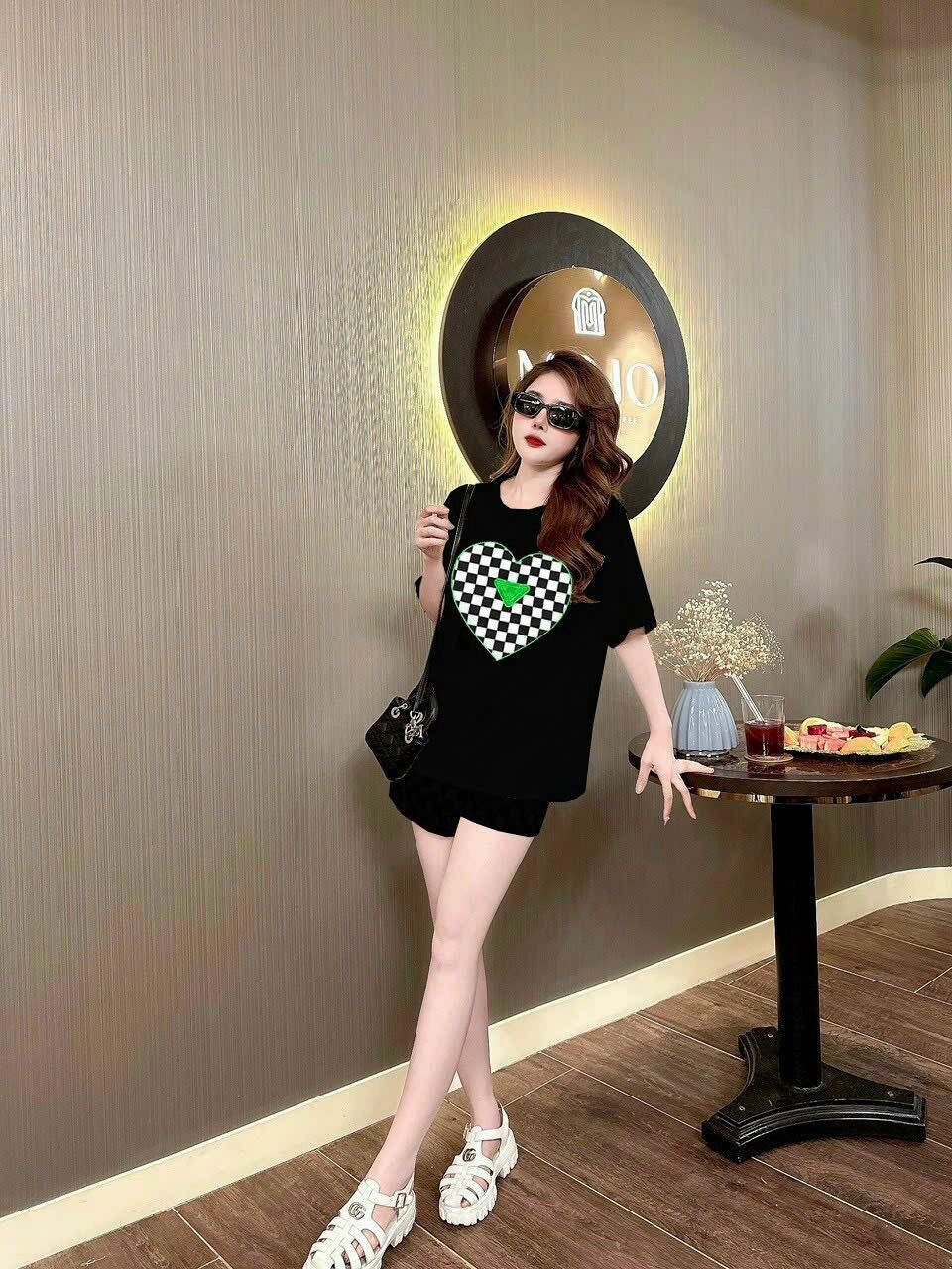 BỘ SHORT COTTON THÊU TIM CAO CẤP